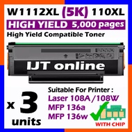 3x Compatible Laser Toner W1112A 110A W1112X HIGH YIELD W1112XL W1112XXL HP Laserjet 108A 108w MFP13