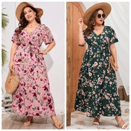 KM fashion floral ruffle maxi dress vneck dress