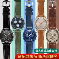 2024✇❈ XIN-C时尚4 Substitute for/Omega/Swatch Planet Series watch strap Matte leather /OME/GA/ SWATCH co-branded strap