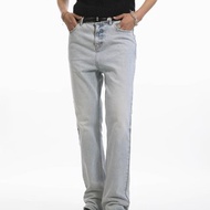 Unvesno (UN) 淺色磨白3次做舊水洗簡約Clean Fit牛仔褲 TR-3191