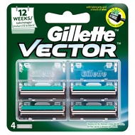 [Hot Deal] Free delivery จัดส่งฟรี Gillette Vector Razor Blades 4pcs. Cash on delivery เก็บเงินปลายทาง