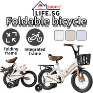 Foldable Bicycle 12 Inch Kids Bicycle With Training Wheels And Basket For ToddlerAand Kids Ages 2-9 