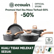 Ecowin Cookware Black Series Nonstick Cookware Set4-Wok + Saucepan + Frying Pan + Soup Pot Pfoa-Free