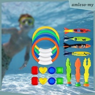 [AmlesoMY] Diving Toys Kit 19pcs Plastic Swimming Pool Toys Sticks Seaweeds Treasures Sinking Toys f