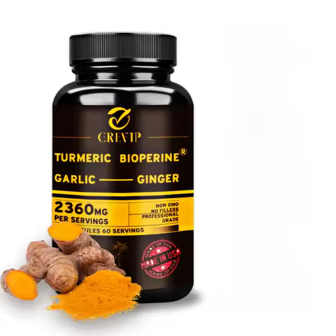 4-in-1 Turmeric Ginger Supplement - with Garlic Curcumin Black Pepper - Joints, Immune Support, Impr