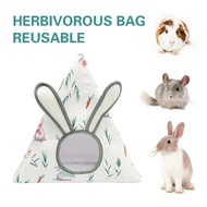 Soft Cotton Bunny Hay Feeder Bags, Cute Triangle Rabbit Hay Holder with 3D Ears, Hanging Hay Dispens