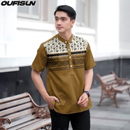 Malaysian ethnic retro Badik Muslim men's short sleeve traditional shirt top