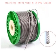 100 Meter 304 Stainless Steel 0.5/0.6/0.8/1/1.2/1.5/2Mm Steel PVC Coated Flexible Wire Rope Soft Transparent Clothesline