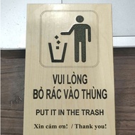 Lazer Engraved Wooden Board to Remove Garbage in the Right Place, Reminder to Remove Garbage in the 