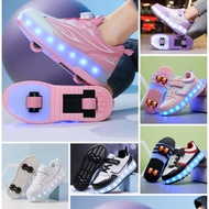 Summer USB Rechargeable LED Light‑Up Heelys Roller Shoes, Double Retractable Invisible Wheels Skate 