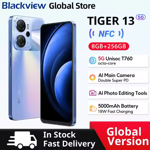 Blackview Oscal Tiger 13 5G Smartphone 6.67 inch 90Hz IPS Display NFC 5000mAh Unisoc T760 256GB 50MP