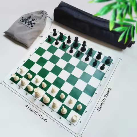 Portable Travel Chess Set - 16.93inch Folding Chessboard, Outdoor Camping Travel Game with Storage B