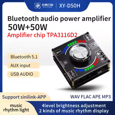HIFIDIY LIVE D50H Bluetooth 5.0 AUX Digital Power Amplifier board 2x 50W speaker Stereo Audio AMP Mo