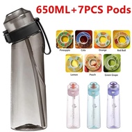 650ml Air Flavored Water Bottle With 7pcs Flavor Cartridges Outdoor Sports Drink Water Cup Zero Calo
