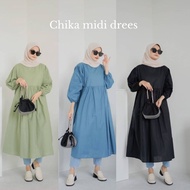 KATUN CHIKA MIDI DREESS ORIGINAL TOYOBO COTTON muslim women's clothing with 2 layers of circular ruf