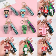 Keychain Minecraft Steve Notch Skeleton Keychain Creeper Axolotl Model Game Collections Pendant Keyc