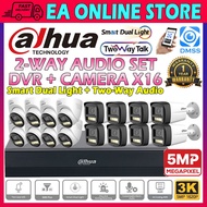 Dahua 2 TWO WAY TALK AUDIO 5.0MP 16CH CHANNEL CCTV 5MP 3K DVR + 16 Camera Set Smart Dual Light MIC +