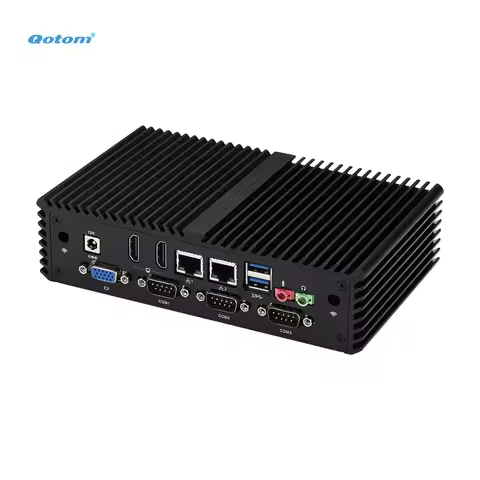 Qotom Fanless Mini PC - 6x RS232, VGA, Dual HD, Dual LAN, 4th/5th Gen Intel Core i3/i5, Industrial E