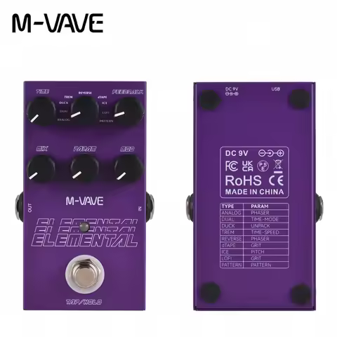 M-VAVE Elemental Electric Guitar Effect Pedal, Digital Delay Support TAP / HOLD 9 Vintage Effects 3-