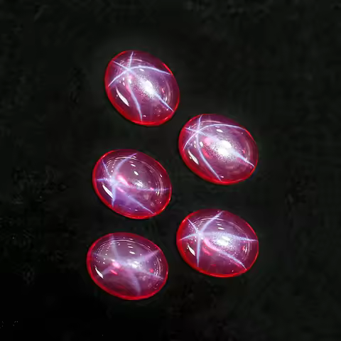 Premium Star Ruby Gem Oval Flat Cut UV Test Ruby Gem for Jewelry Making/Collection/Gift Mohs Hardnes