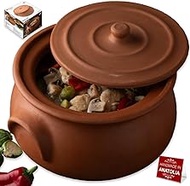 Hakan Handmade Clay Pot With Lid - Natural Unglazed Earthen Cookware, Terracotta Casserole Dish for 