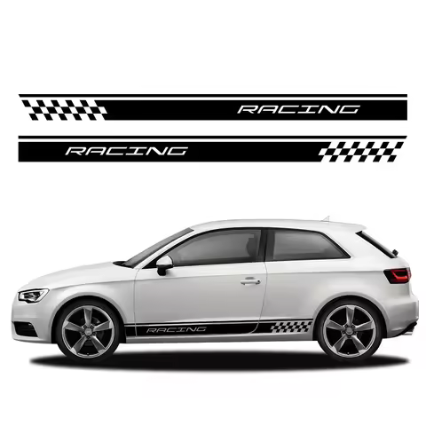 Car Racing Side Stripes Sticker Vinyl Decals Waterproof Accessories For Audi A3 8P 8V 8L 8Y S3 RS3 S