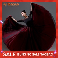 ♢Váy Xòe Rộng Vũ Điệu Múa Điệu Cương Cương Trang Phục Biểu Diễn Múa Duy Tộc Vải Voan Hai Lớp 720 Độ