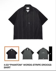 [Size XL] 4:22/“PHANTOM” WORDS-STRIPE DROOGS SHIRT- Black Wall Of Sound WLOFSD Goopi Goopimade
