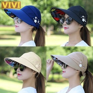 Lady Womens Visor Hat Summer Sun Beach Ladies Foldable Roll Up Wide Brim Cap C25