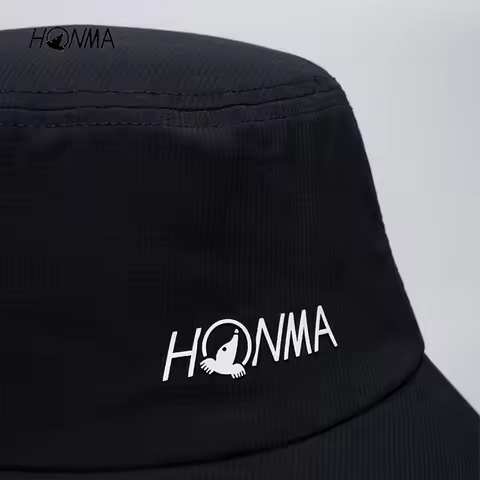 HONMA 2026 Men Golf Fishing Hat Foldable Sun Hat Wide Brim Outdoor Travel Bucket Cap Black White