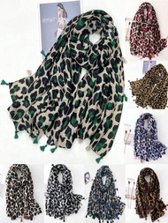 1入組豹紋系列全配搭復古時尚女士圍巾,冬季必備