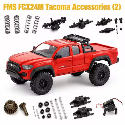 Fms Fcx24m Tacoma Original Accessories (2) Front And Rear Axle Shock Absorbers, Gearbox, Umbrella Ge