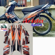 Striping sticker suzuki smash 110 r 2008 2009 hitam full / stiker motor smash