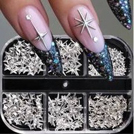 Silver Star Nail Studs, Odorless Nail Art Decorations, Metal Nail Art Decoration Set