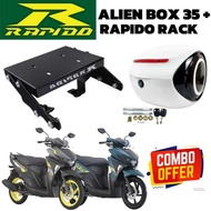 COMBO SET BOX ALIEN 35L YAMAHA EGO AVANTIZ + MONORACK RAPIDO AVANTIZ 125 ADJUSTABLE MONOARACK AVANTI