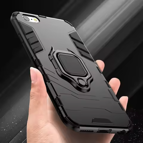 Armor Phone Case For iPhone 7 8 5 6 s Plus X XR XS MAX Shockproof Combo Ring Holder Case For Samsung