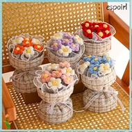 ESPOIR1 Crochet Flowers Bouquet, Graduation Gift Knitted Puff Flower Bouquet,  Mini Finished Bouquet