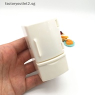 factoryoutlet2.sg 1/12 Mini Dollhouse White Refrigerator With Food Set Kitchen Toys Miniature Furniture Fridge Decorations For Kids Gift Hot