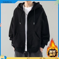 500g Heavy Bebe Fleece Sweatshirt Men's Winter Clothes Fleece Lining Thickened Warm Zipper Cardigan 