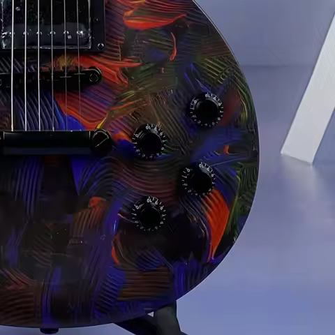 39-inch 6-string electric guitar with decals, trapezoid-shaped inlays, rosewood fingerboard, and mah