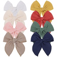 8 Chiếc Nơ Cho Bé Gái, Vải Lanh 5Inch Cho Bé Gái Tóc Nơ Kẹp Tóc Cá Sấu Cho Bé Gái Trẻ Mới Biết Đi Tr