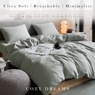 900TC Cozy Cloud Grey Bedsheet Soft Breathable Softened Cotton Minimal Style