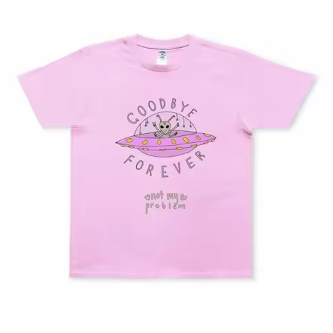 Goodbye Forever Not My Problem Funny Alien Printing Cotton Tops Tees Women Short Sleeve Loose Casual