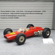 MERAH VINTAGE POLITOYS PENNY 1/60 FERRARI F1 N. 0/4 RACE CAR RED ITALY UNIT ONLY CADATOYS