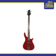 Fernando SSB-9090 Electric Bass Guitar (Transparent Red)(Active Bass)(Flamed Maple)(4-string Bass)