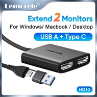 Lemorele Hdmi Splitter Type C To Dual Hdmi Adapter Hdmi Extender Dual Monitor Docking Station