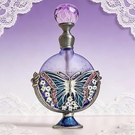 Vintage Perfume Bottle, Exquisite Crystal Glass Perfume Bottle with Butterfly and Flower Patterns, R