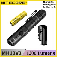 NITECORE MH12 V2 1200 Lumens XP-L2 V6 LED USB-C Rechargeable Flashlight Include 5000Mah NL2150 Batt