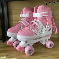 【In-Stock】  Double Row Quad Roller Skate Shoes 4 Wheels Skates Adjustable Size Outdoor Sport Kids Bo