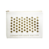 Louis Vuitton LV 博物館基金會鏤空圓點手拿包 白色/ 平行輸入